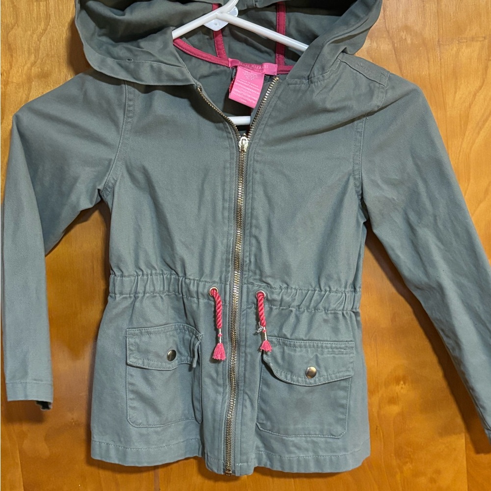 Isaac Mizrahi Kids Hooded Jacket in Sage with Pink Accents